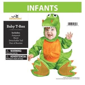 T-Rex Dinosaur Baby Halloween Costume Jumpsuit  Size 6-12 mo  NWT  4-pc